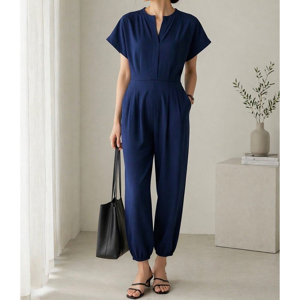 GAP Navy Kimono Sleeve Jumpsuit Relaxed Draped Fit Minimalist‎ Chic Size XS New